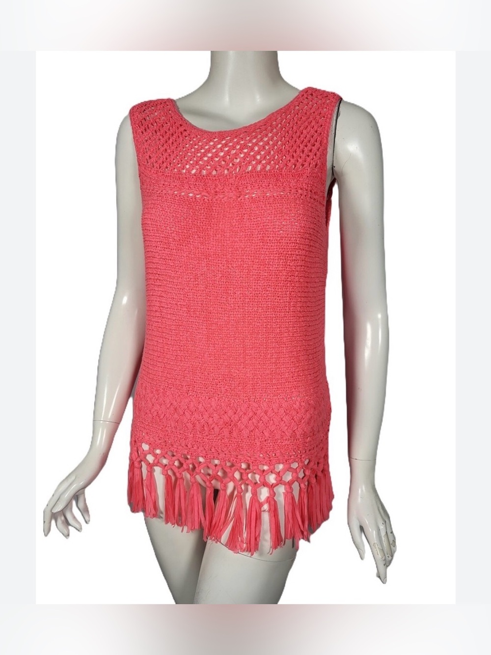 Lilly Pulitzer Coral Crochet Fringe Tank